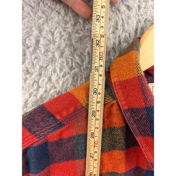 L.L.Bean Organic Cotton Flannel Shirt L Tall Slightly Fitted Plaid Fall Colors - Picture 6 of 7